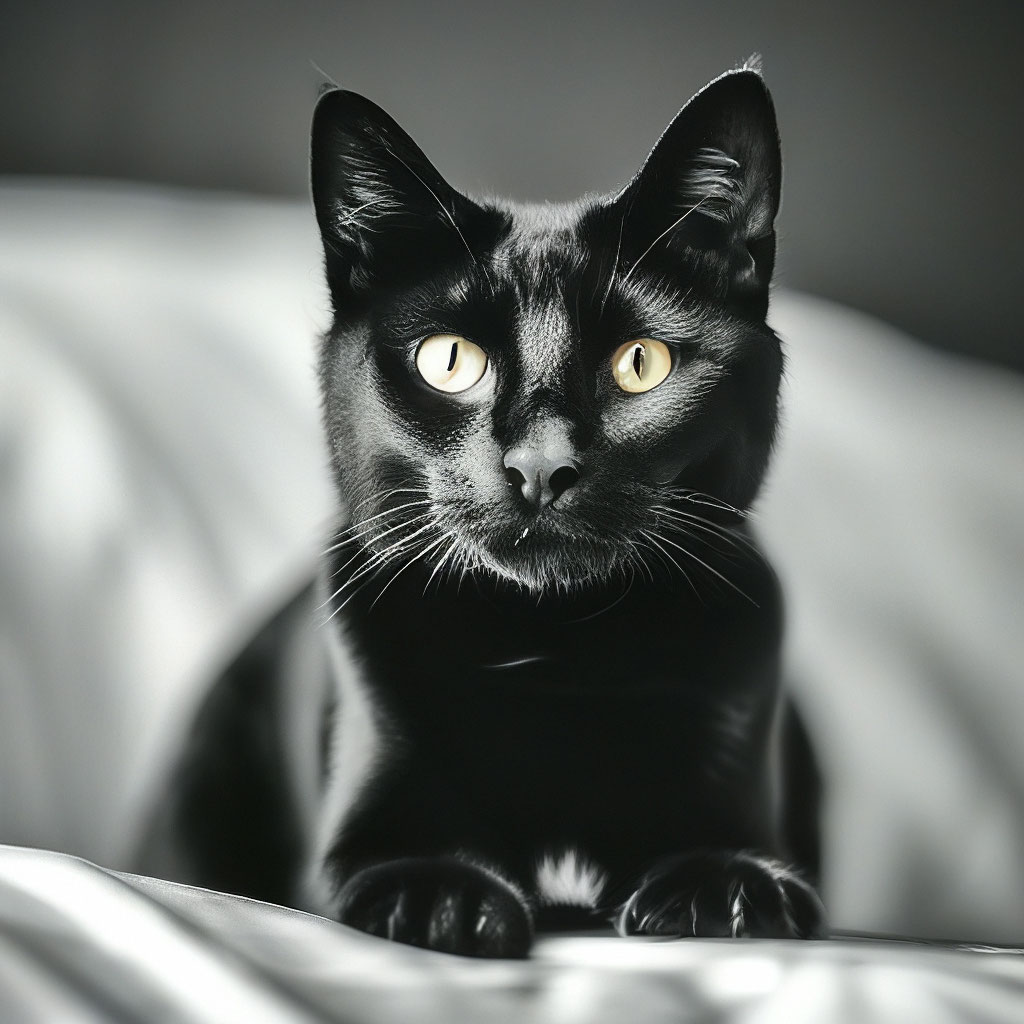 Черная кошка на белом фоне» — создано в Шедевруме