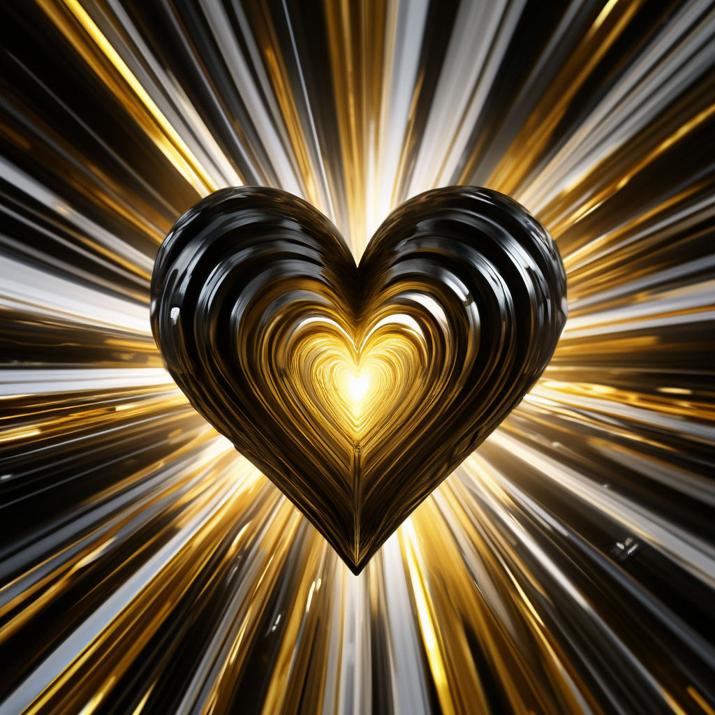 Сердце лучи света 3d цвета чёрный…» — создано в Шедевруме