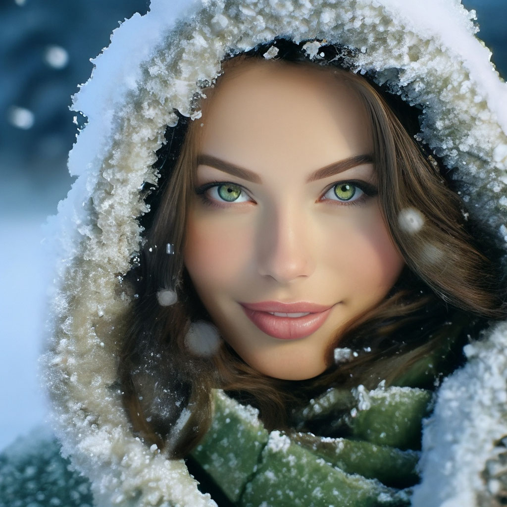 Красивая девушка-зима, вся из снега…» — создано в Шедевруме