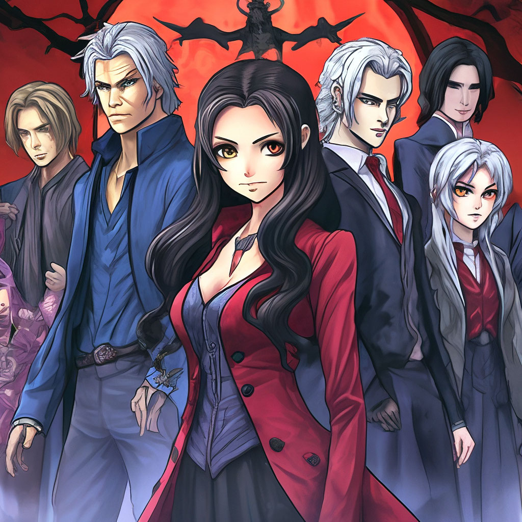 Vampire diaries in anime style, …