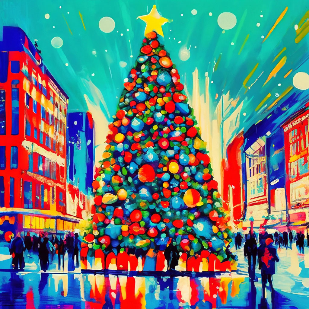 Новогодняя елка на площади, красиво…» — создано в Шедевруме