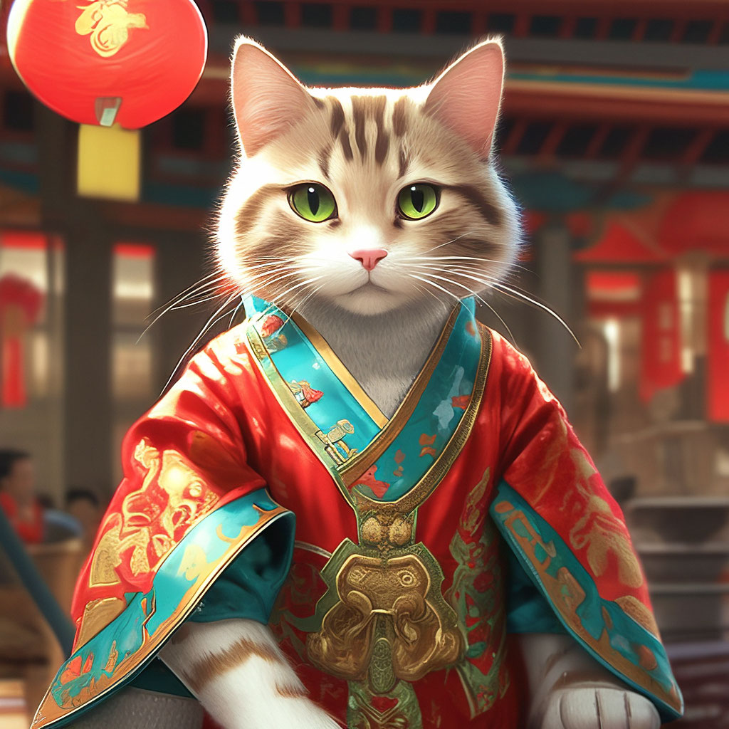 Кот китаец 2.0 кот который одет в …» — создано в Шедевруме