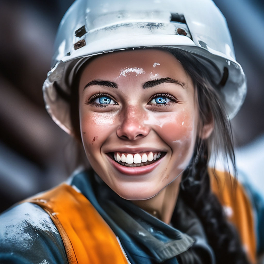 Работница шахты в каске, с …» — создано в Шедевруме