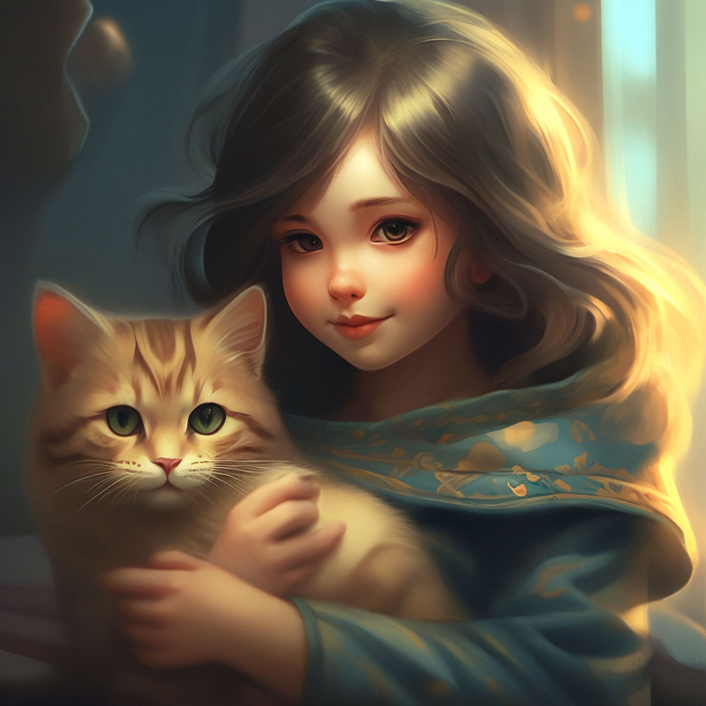 Девочка с кошкой картинка
