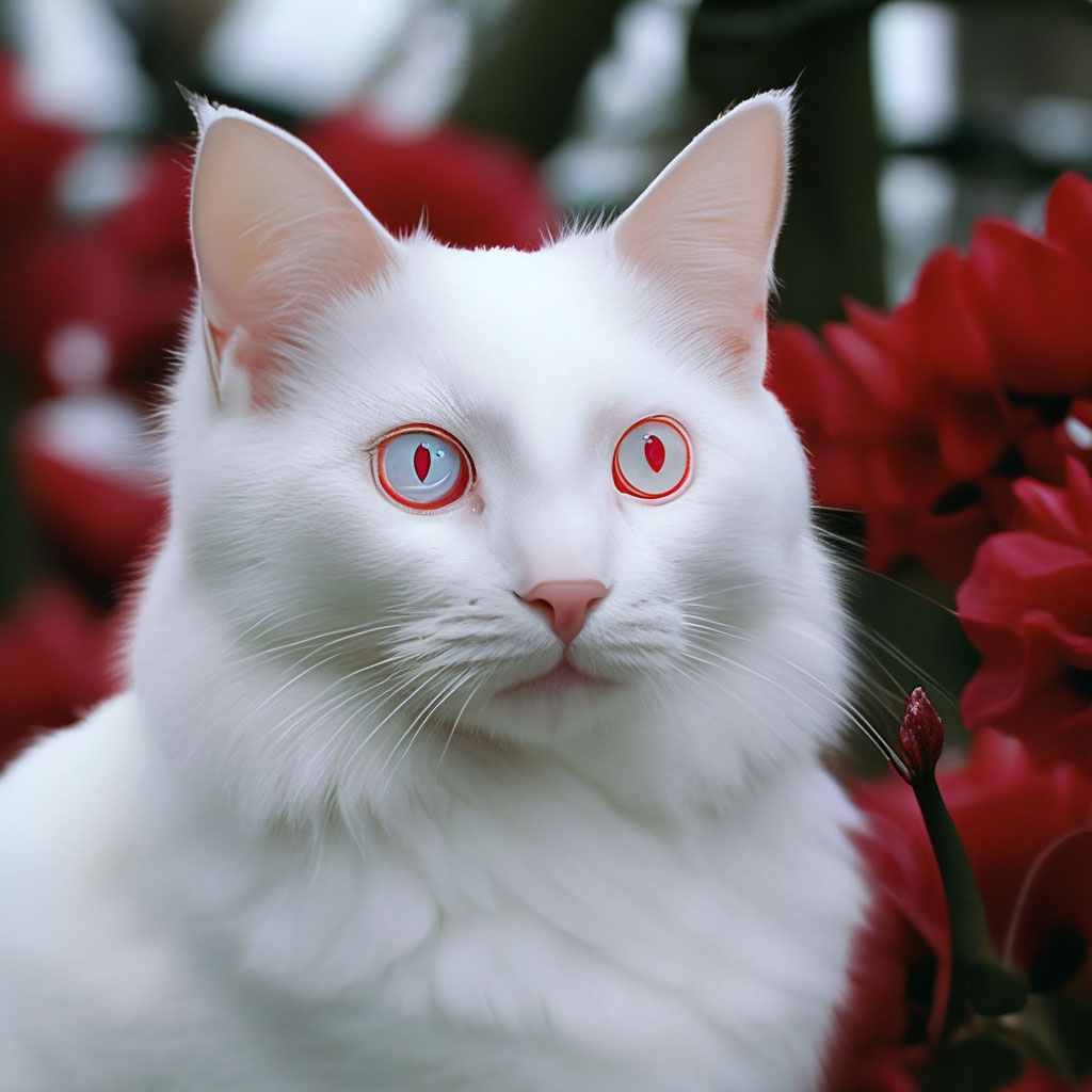 Кот альбинос с красными глазами
