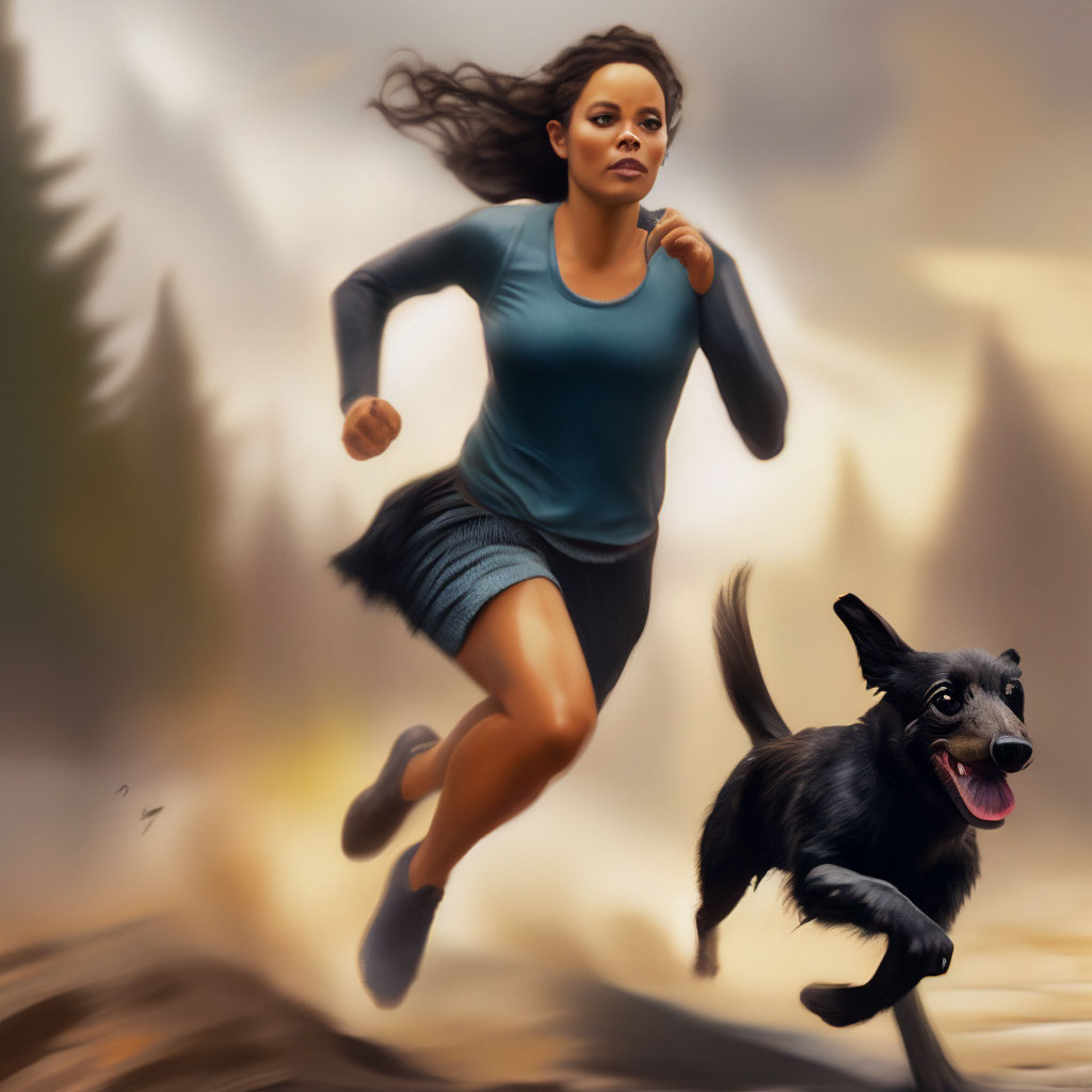 Женщина бежит как собака пес» — создано в Шедевруме