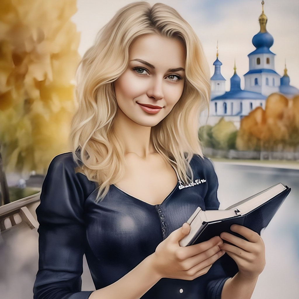 Красивая светловолосая русская женщина…» — создано в Шедевруме