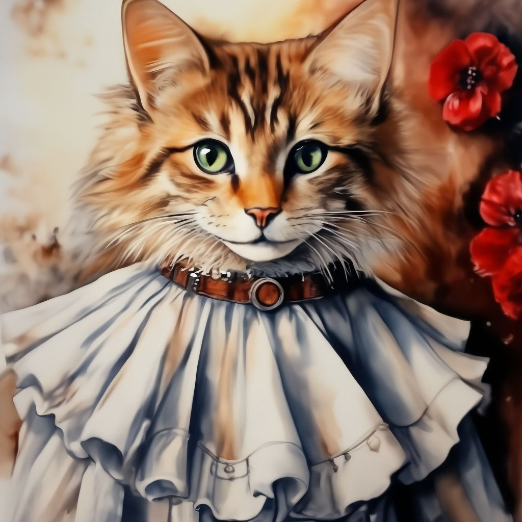 Раскраска кошка в платье