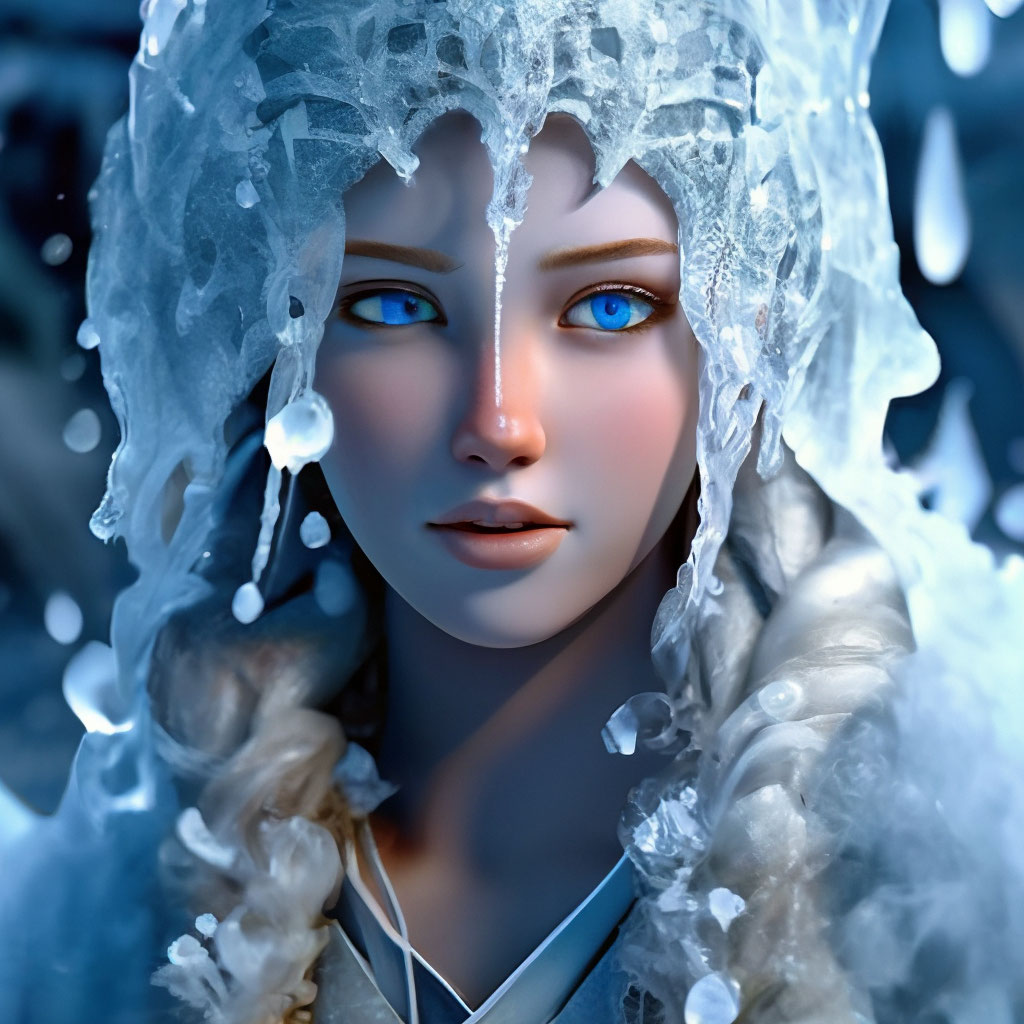 Девушка изо льда, снегурочка, голубые…» — создано в Шедевруме