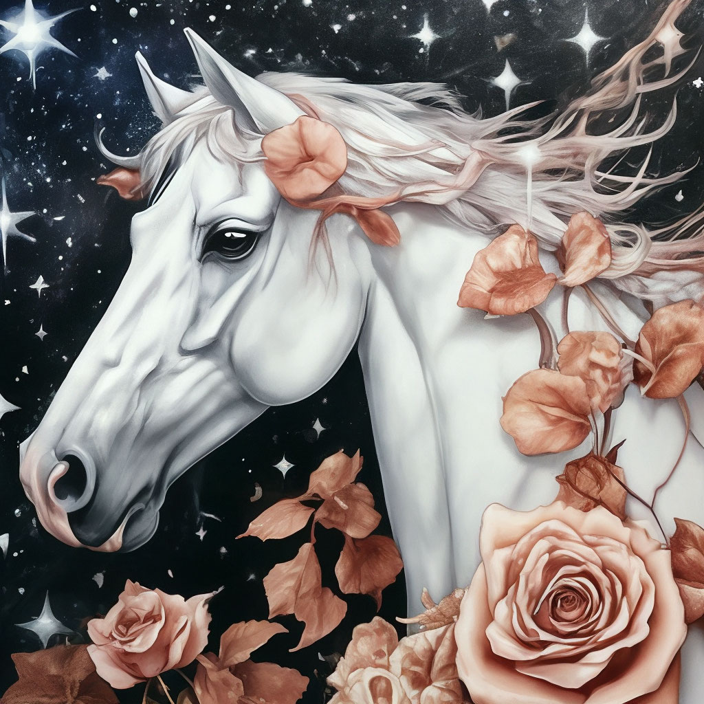 Aesthetic White Horse Diamond Painting 