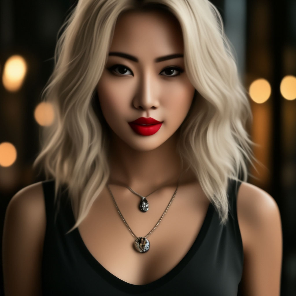 Женщина, азиатка, блондинка, красивая…» — создано в Шедевруме