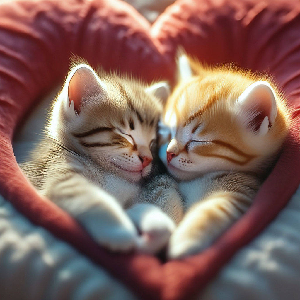Кошки и котята с сердечками