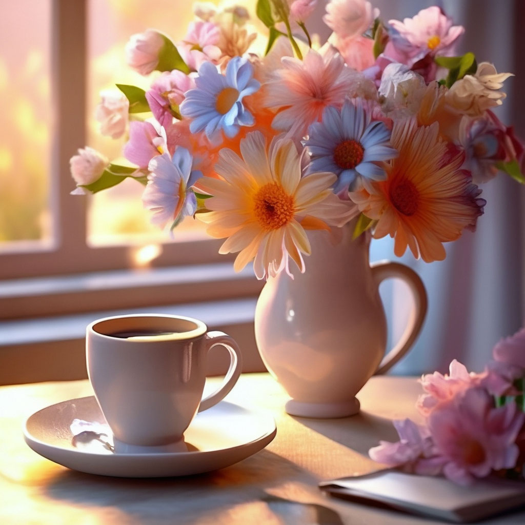 Доброе утро с красивыми цветами - 59 фото