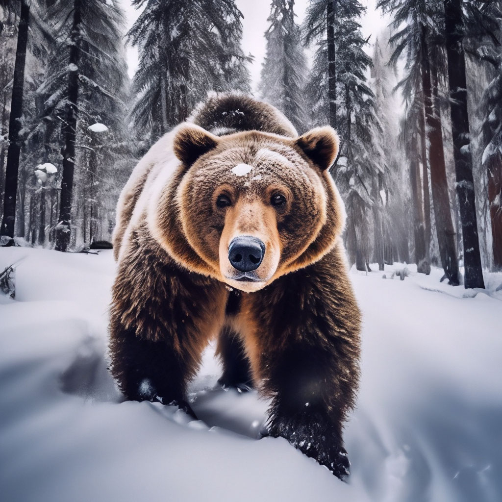 Polar bears do not cover their dark noses with their paws to hide in the snowy w
