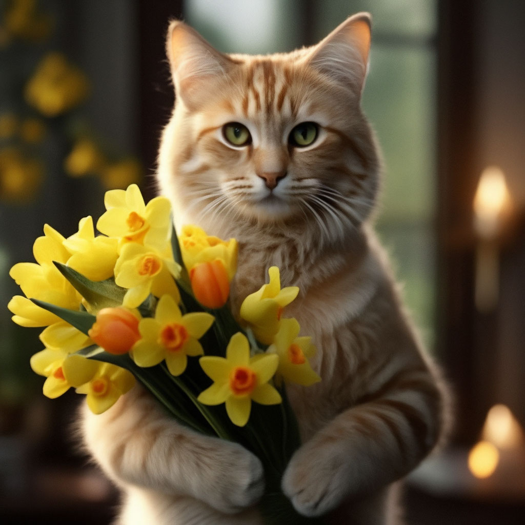 Рисунки кот дарит цветы (38 фото)