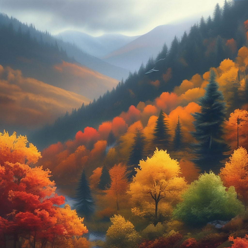 Осень в горах, дождливая осень, …» — создано в Шедевруме