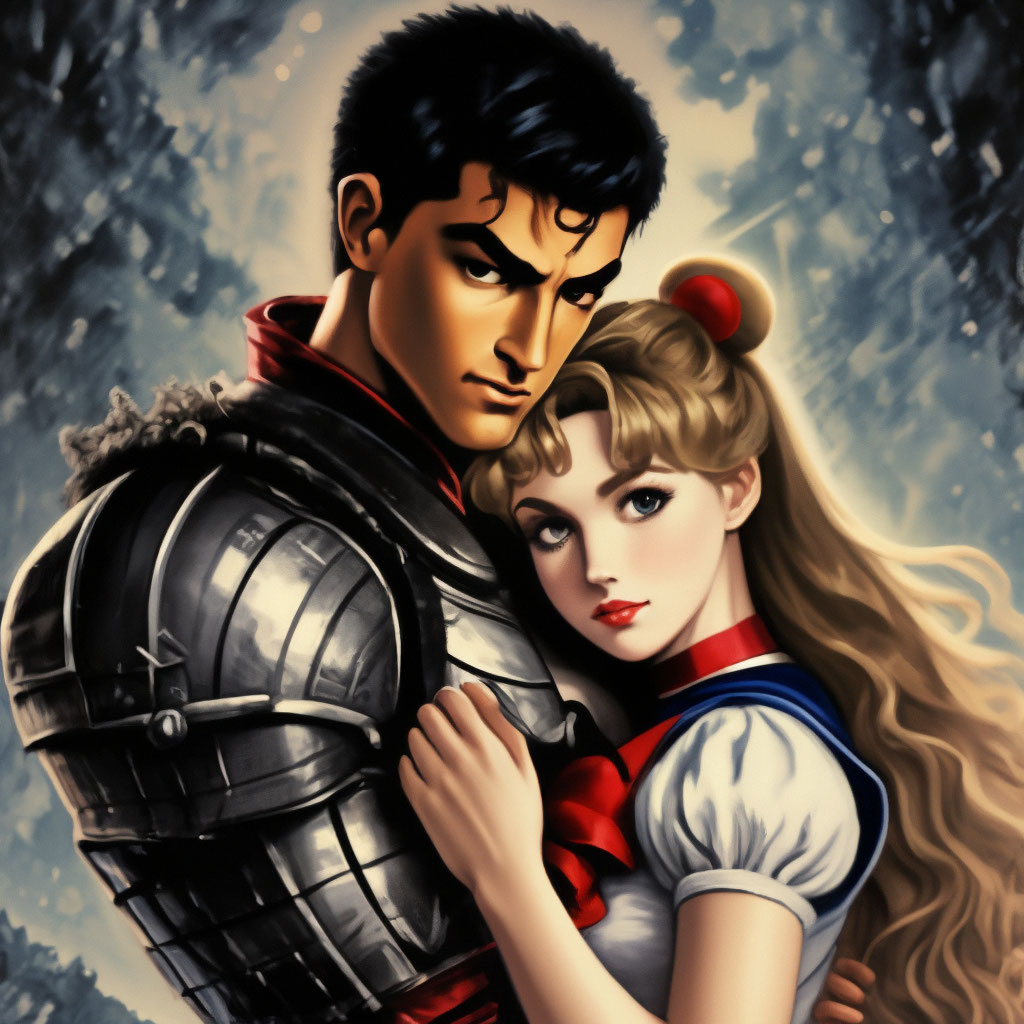 "Berserk and Sailor Moon love, hugs" — image created in Shedevrum