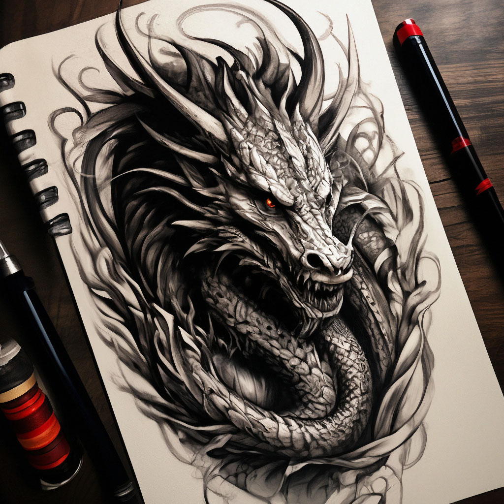 дракон рисунок графика