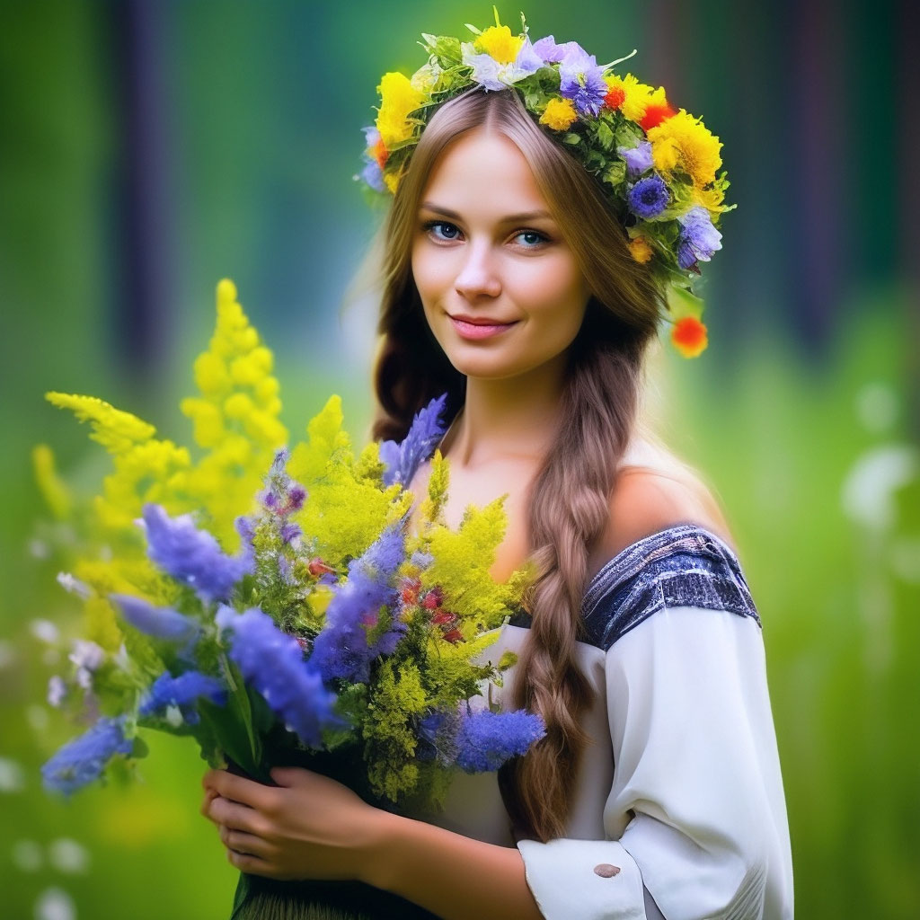 Девушка с полевыми цветами