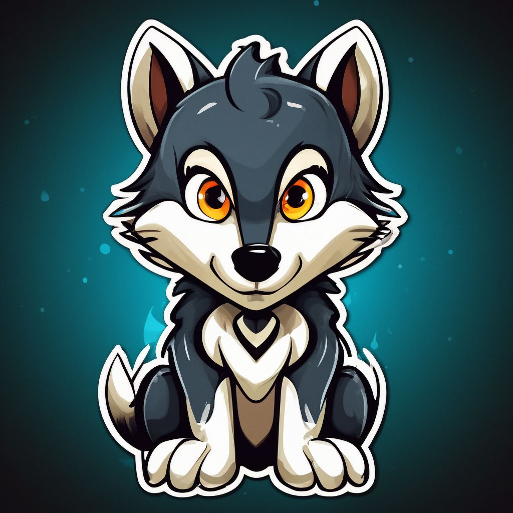 Sticker, a cartoon cute wolf on …» — создано в Шедевруме