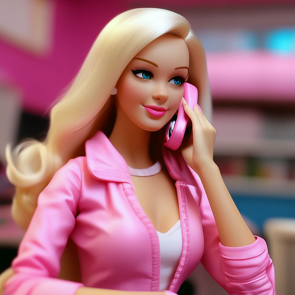 Девушка Барби в розовом звонит по …» — создано в Шедевруме