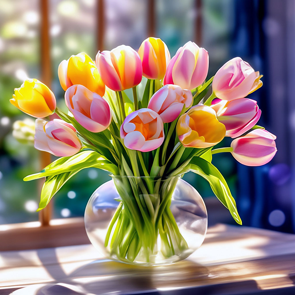 Букет тюльпанов в цветочной оранжерее…» — создано в Шедевруме