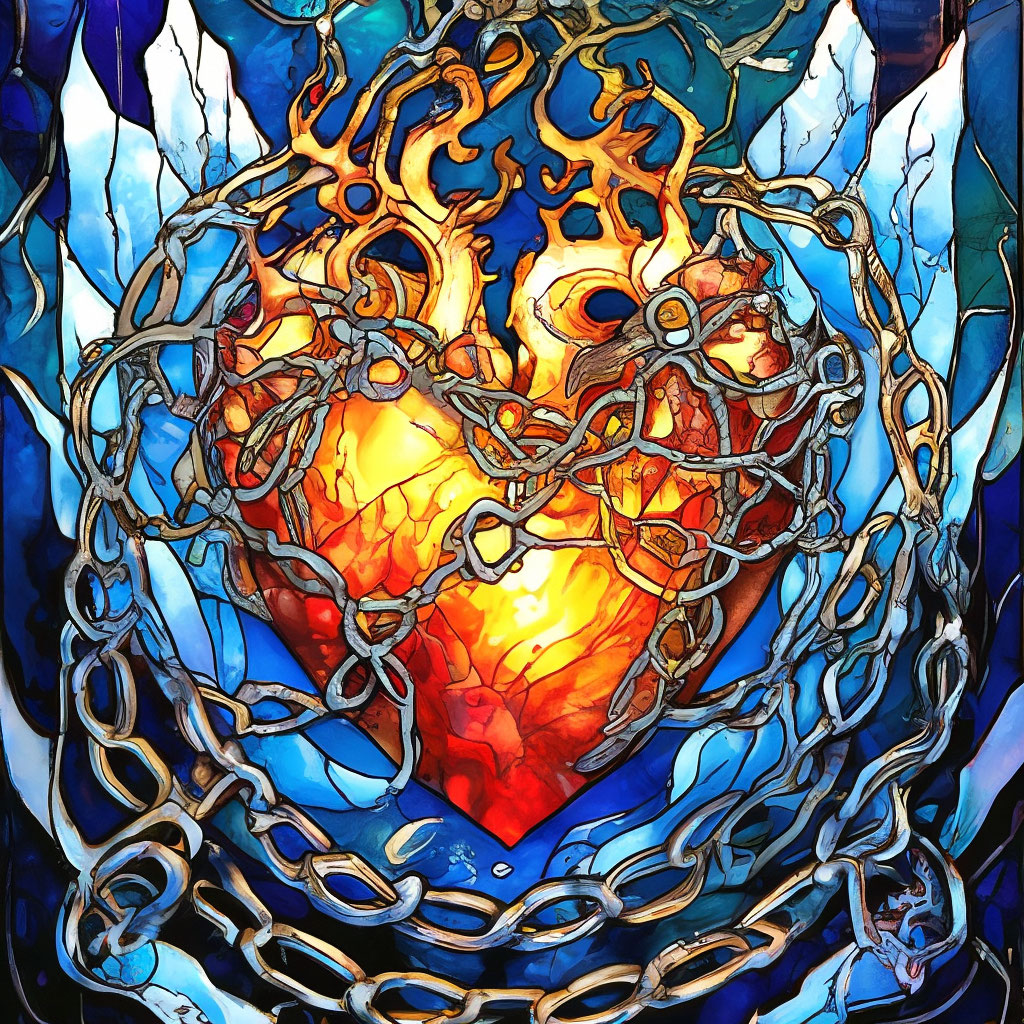 Two Interlocked Stained Glass popular Hearts