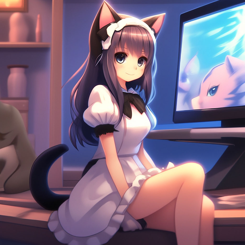 Anime catgirl neko Neko-chan, a …