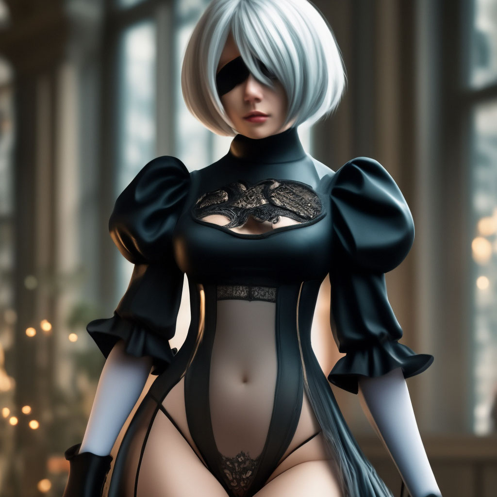 Красивая хундэй 2B из игры nier …» — создано в Шедевруме