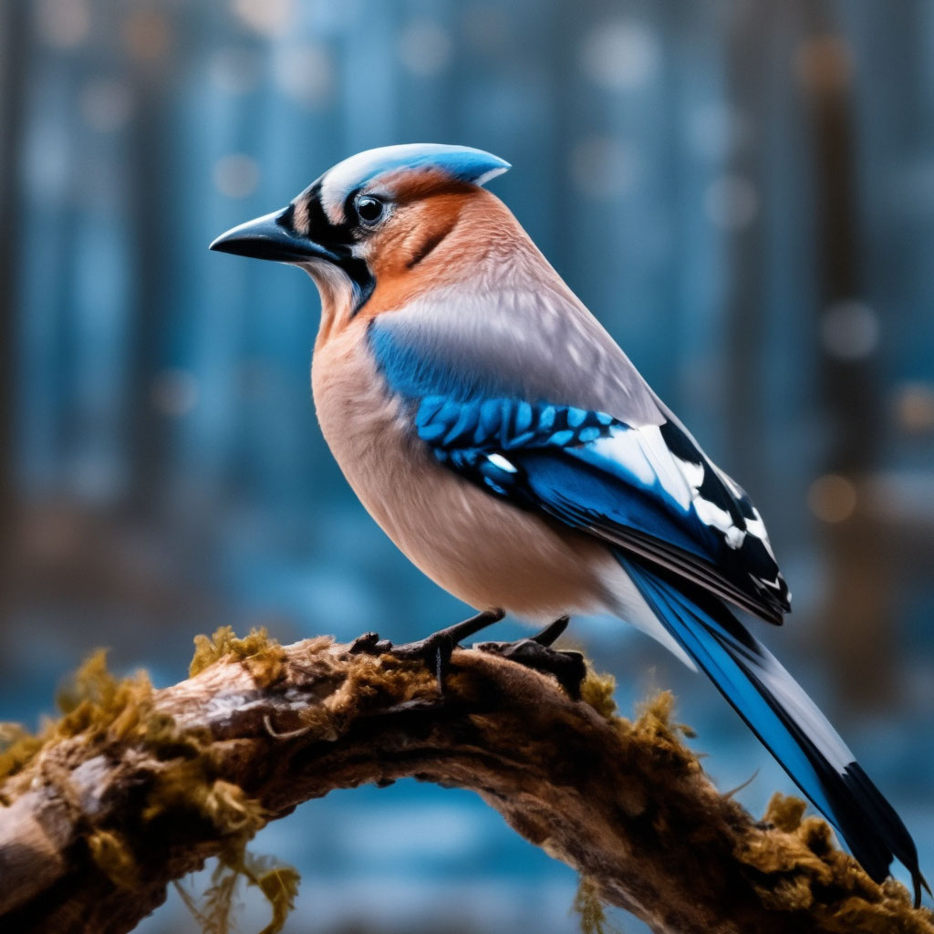 Очень нарядная птица сойка сидит на…» — создано в Шедевруме