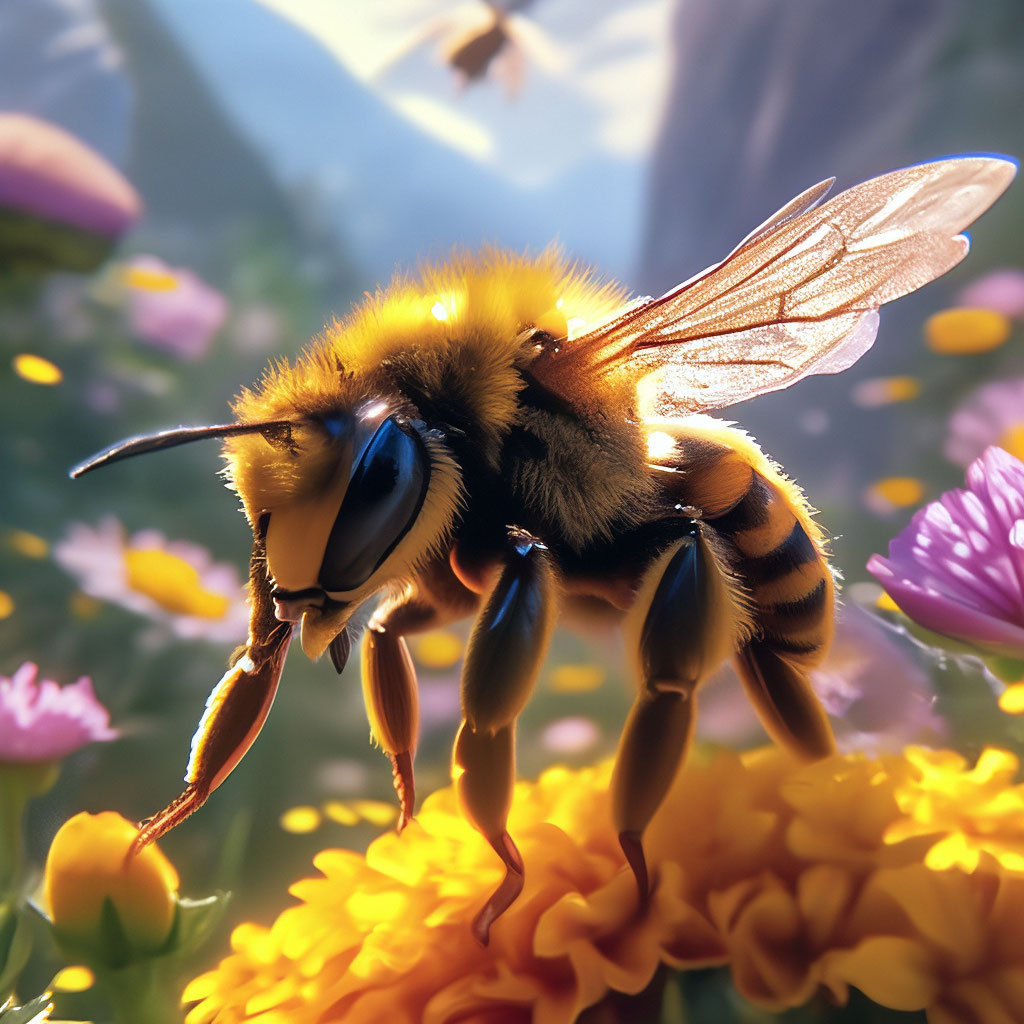 Большая мохнатая пчела близко к …» — создано в Шедевруме