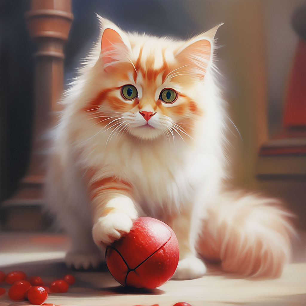 Кошка, пушистая, рыже белая, с …» — создано в Шедевруме