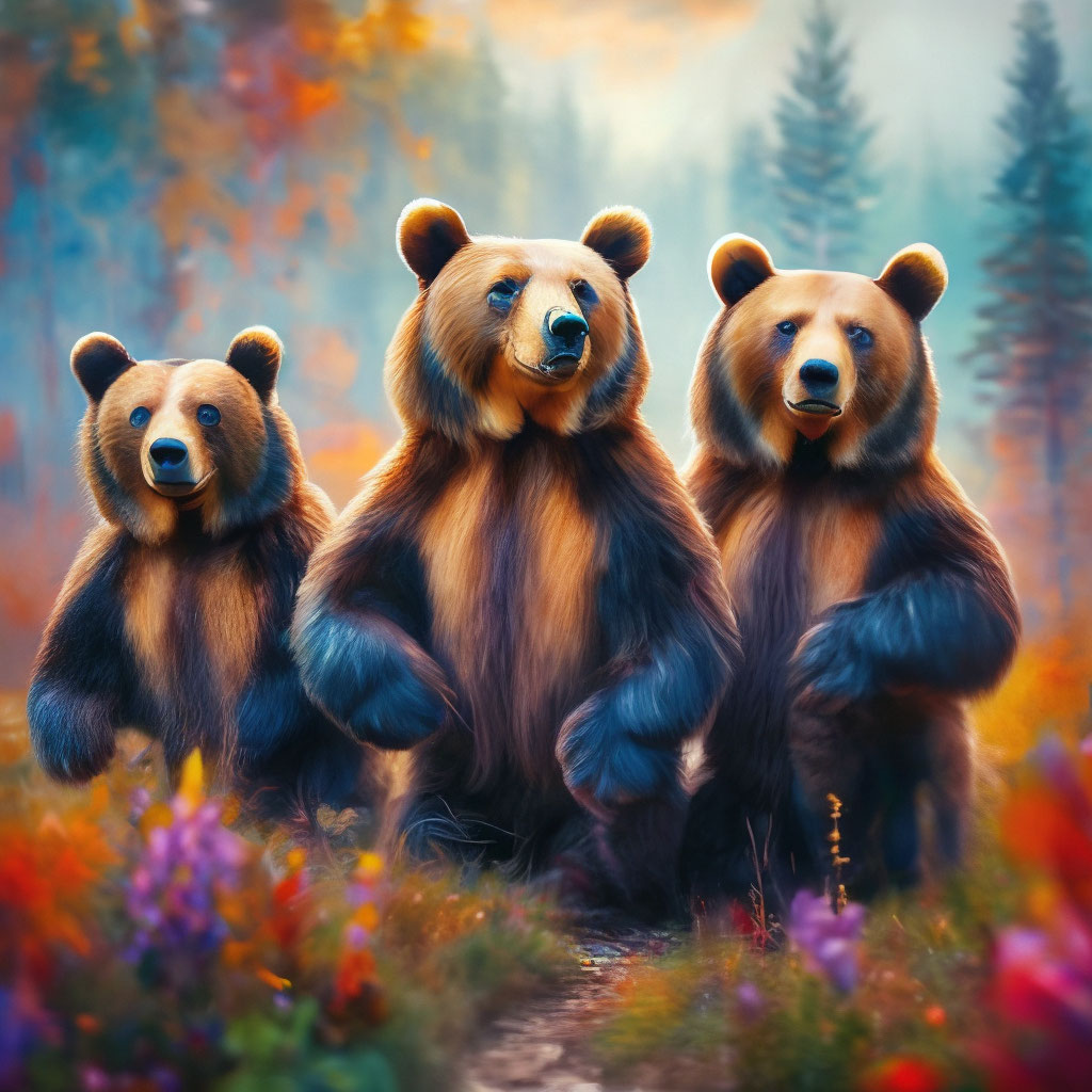Картина три медведя в стиле фото 4…» — создано в Шедевруме