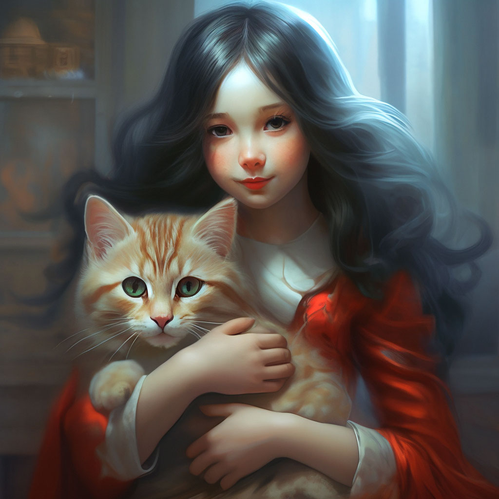 Девочка с кошкой картинка