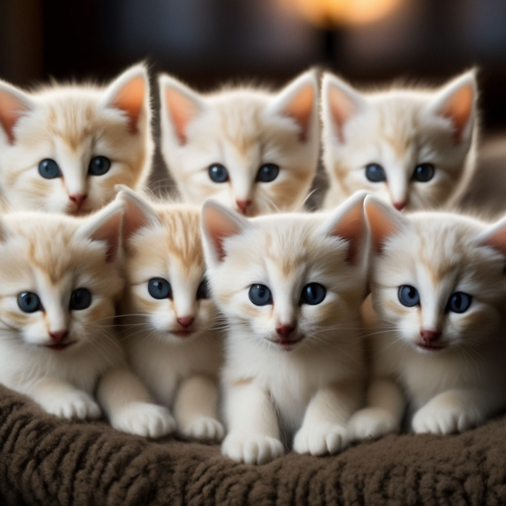 7 маленьких котят, на диване, все …» — создано в Шедевруме