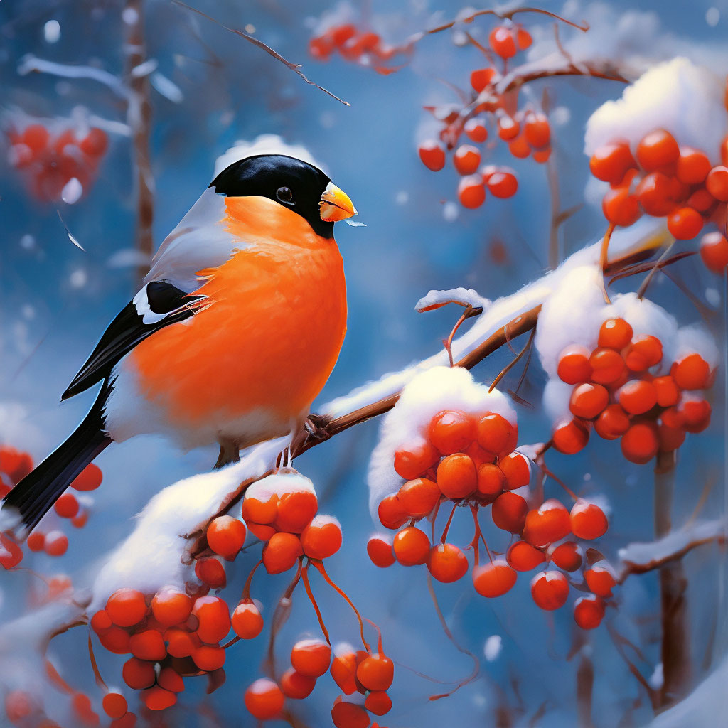 За Окошком Снегири Греют Куст …» — Создано В Шедевруме