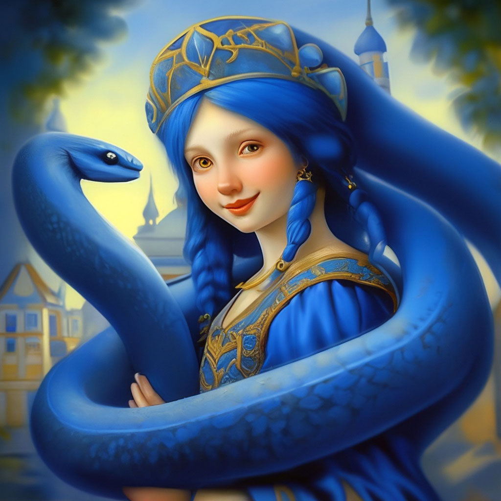 Голубая змейка русская народная …» — создано в Шедевруме