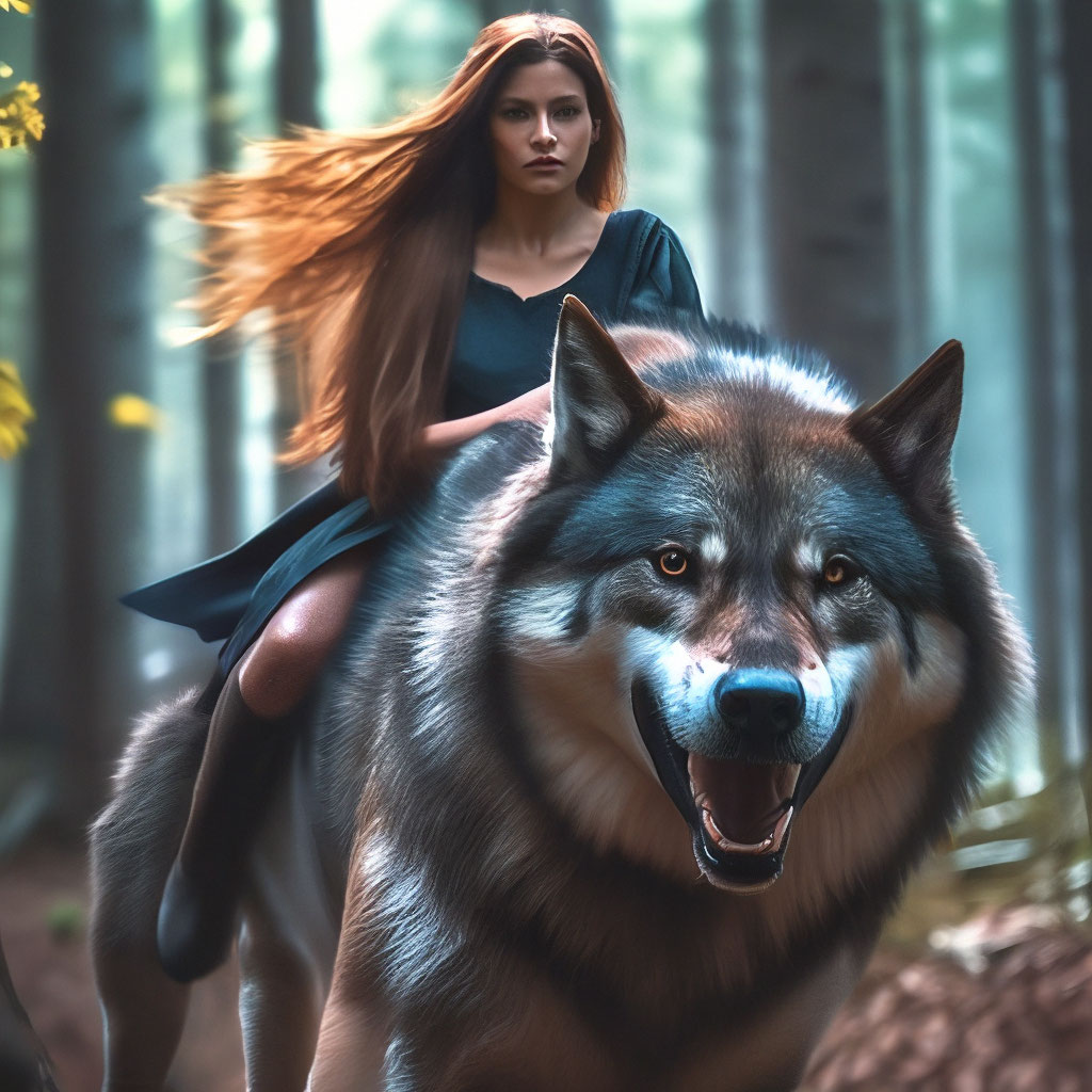 Огромный волк оборотень бежит в …» — создано в Шедевруме