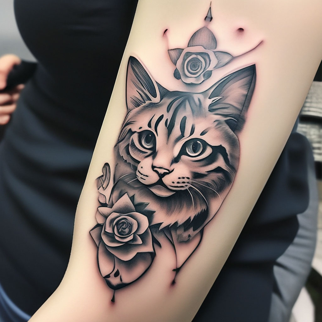 Дизайн татуировки кота
