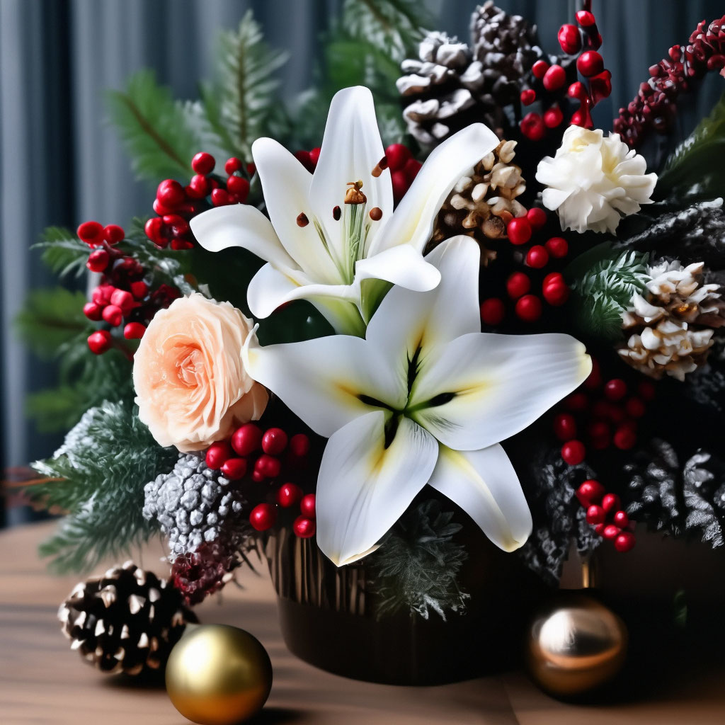 Winter bouquet with cones and orchids - buy with delivery from ElitBuket