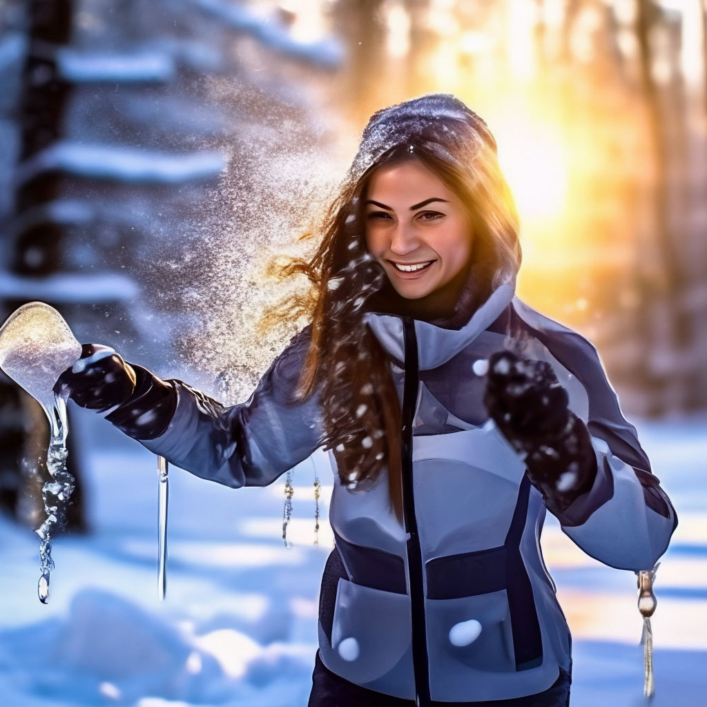 Красивая девушка спортсменка на снегу…» — создано в Шедевруме