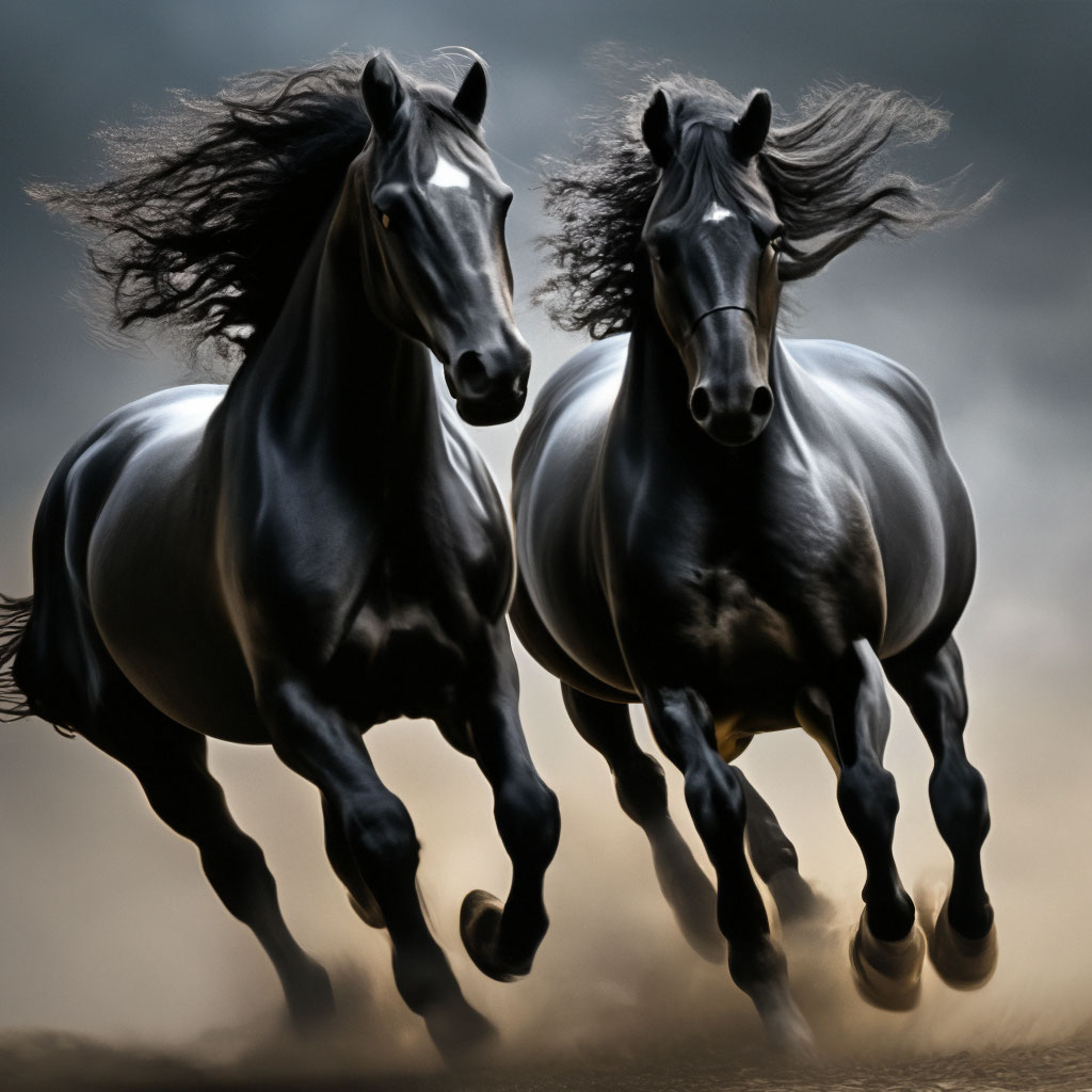 Высокое качество фото , черный конь …» — создано в Шедевруме