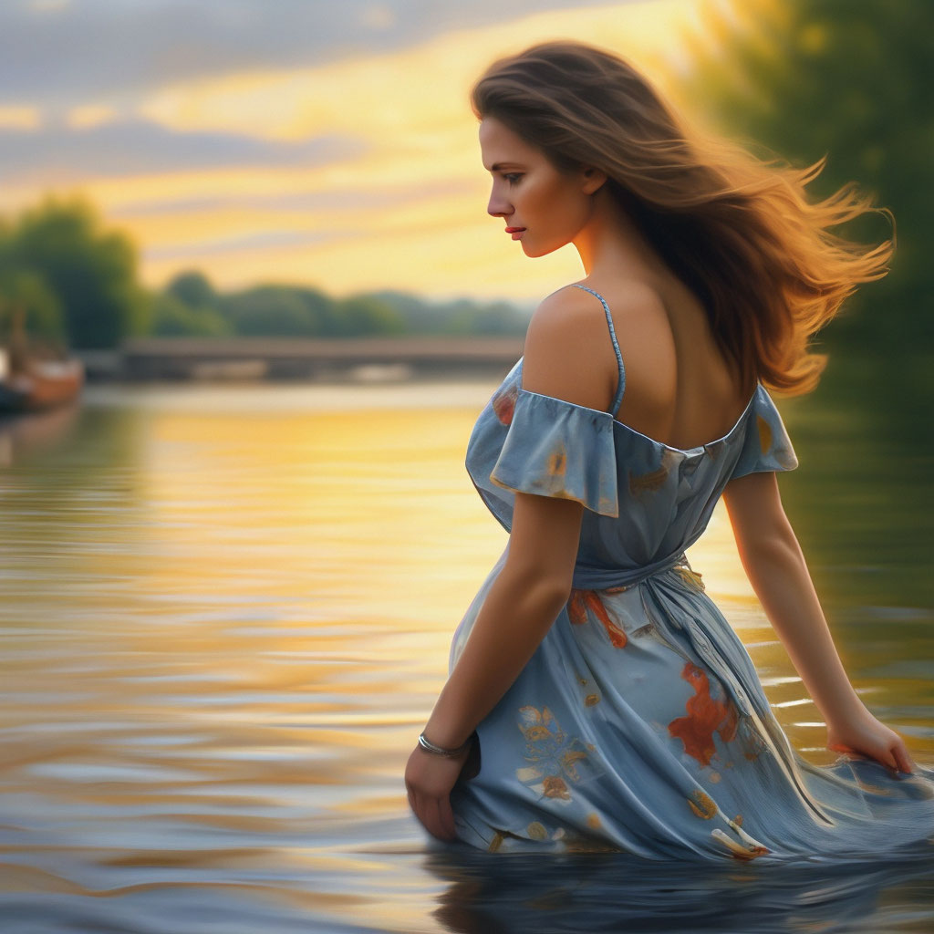 Женщина на берегу реки: подборка картинок