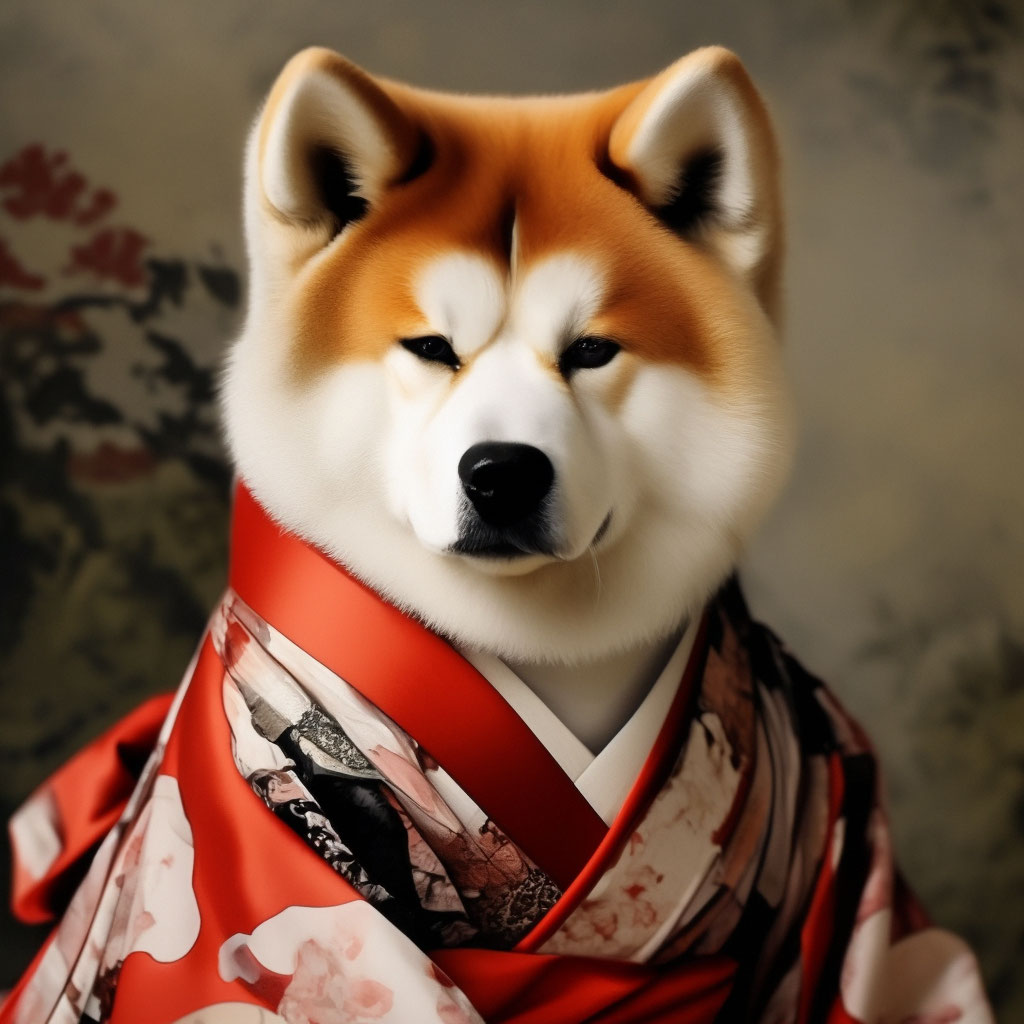 Японская живопись пес акита ану в …» — создано в Шедевруме