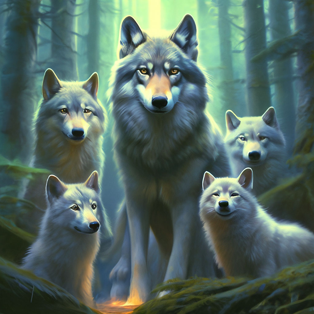 Волк волчица и волчонок картинки