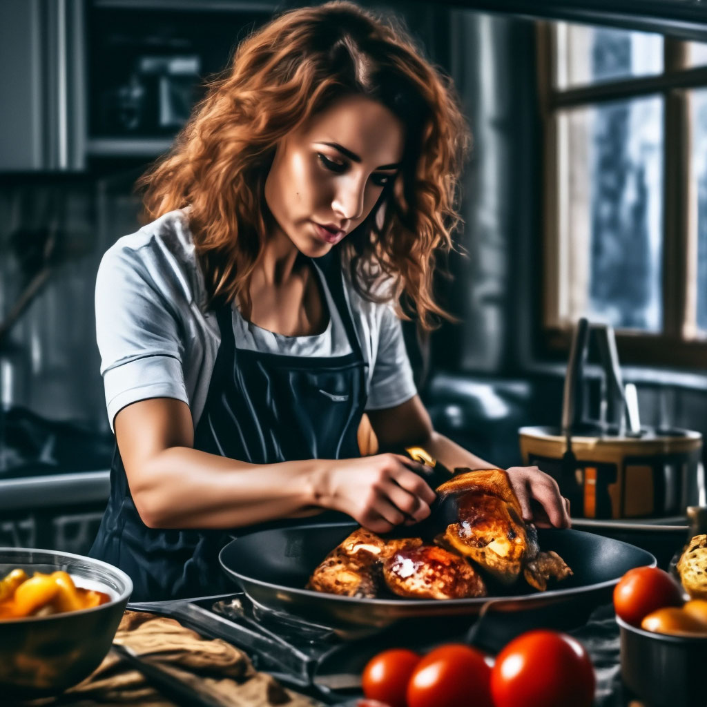 Профессиональное фото кухни,женщина в…» — создано в Шедевруме