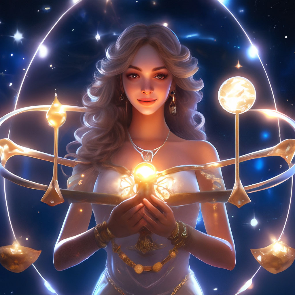 Zodiac sign libra in the guise of a human keeper of the
