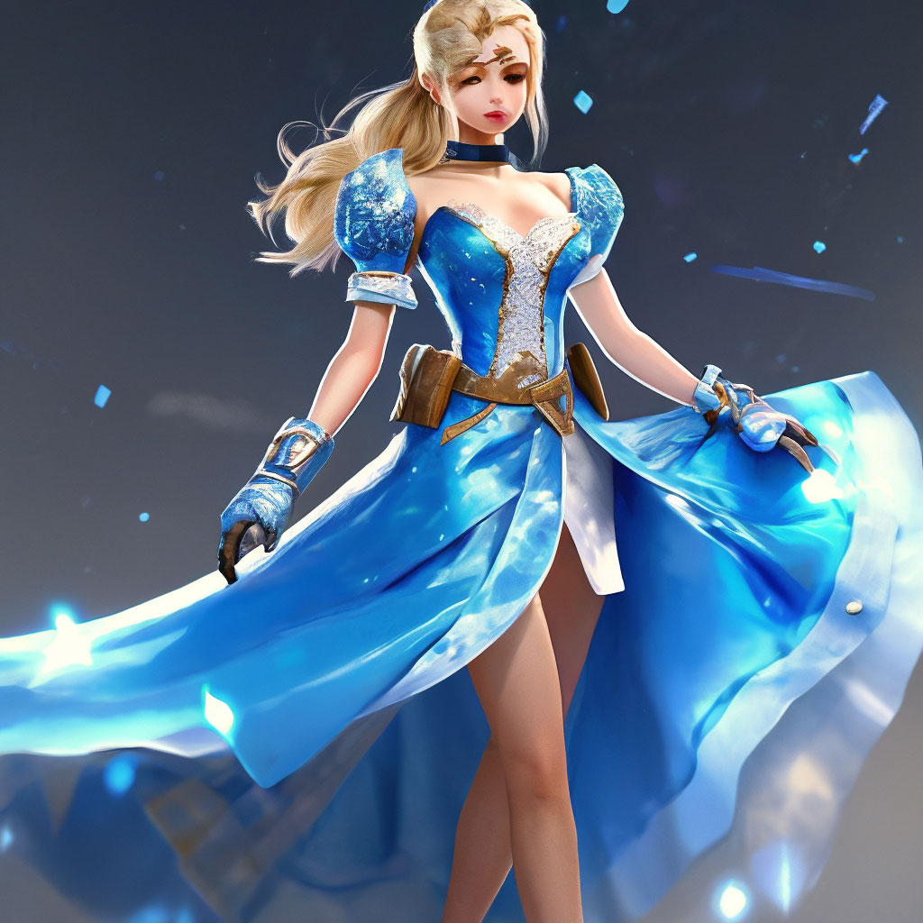 Cinderella, Disney princess, fighter, girl, full-length, blonde, bun on her  "  image created in Shedevrum