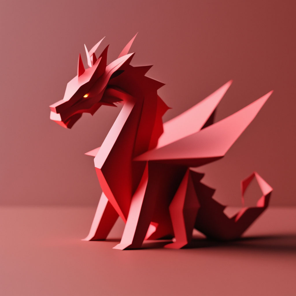👆🏼 Красный бумажный дракон, …» — создано в Шедевруме