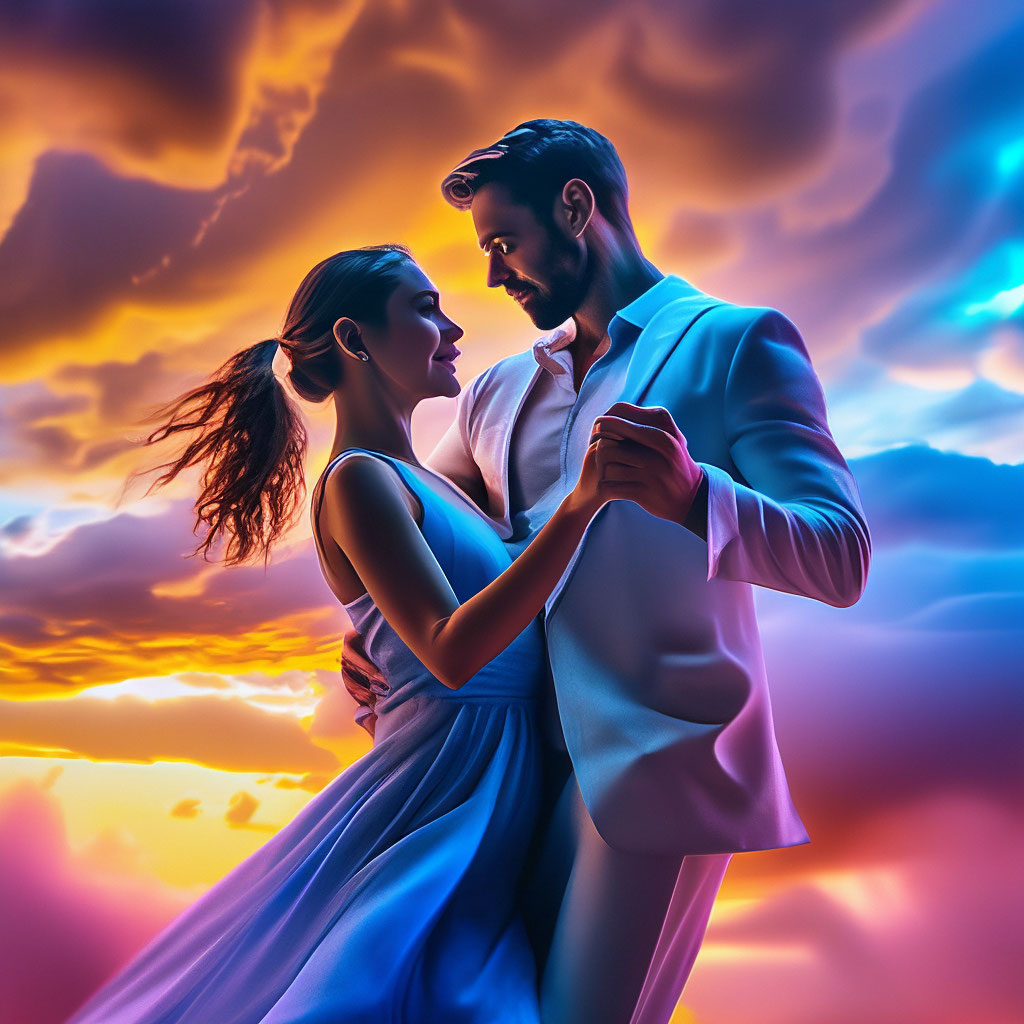 Пара мужчина и женщина танцуют на вечеринке - изображение в векторе